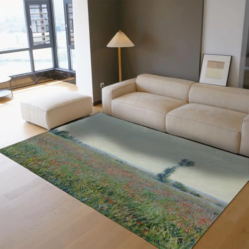 Grand tapis Monet de qualité supérieure imprimé prairie de coquelicots - 3