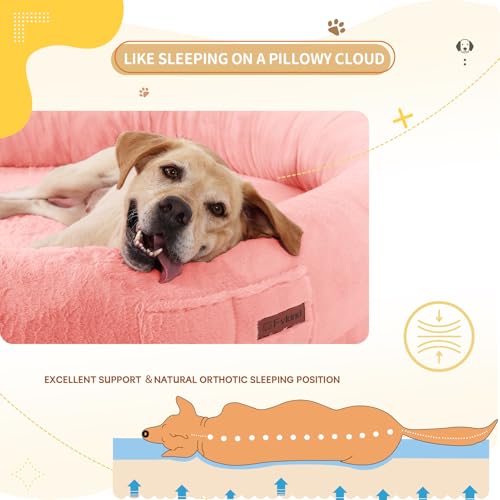 Image of Fvkind Human Sized Dog Beds for People, Human Dog Bed, 70 inchx33 inchx12 inch, Pink