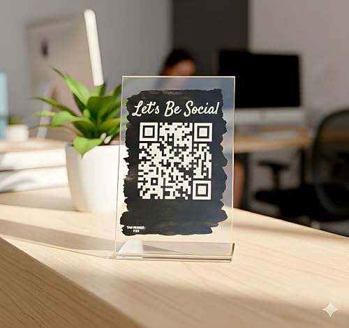 ARTSWAVE QR Code Display Sign, 6 x 4 Inches, Acrylic Standing Social Media Business Sign