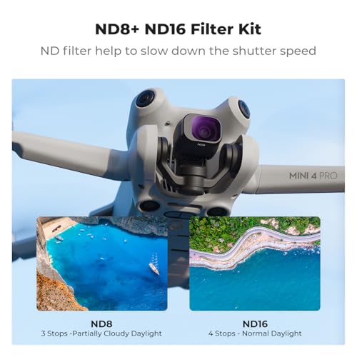 Image of K&F CONCEPT 4 Pack ND UV CPL Filters Kit Compatible with DJI Mini 4 Pro | CPL+UV+ND8+ND16 Light Reduction,Anti-Glare,Anti-reflective, Multi-Coated Optical Glass Filter Drone Camera Accessories- FD031