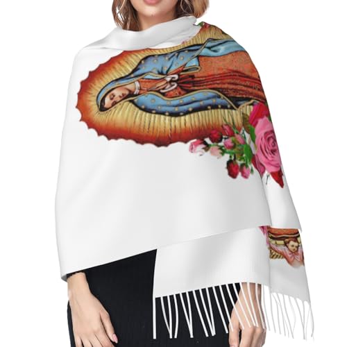 Virgin Mary Soft Warm Pashmina Scarf Tassel Scarves, Large Shawls And Wraps, Lightweight Scarfs For Women.4