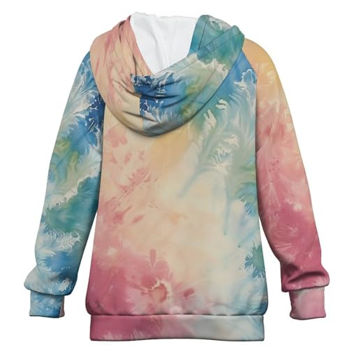 Tie-dye RainbowChildren's Raglan Sleeve Hoodie, Suitable for Home And Outdoor Use14-15Y2