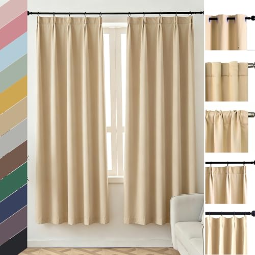 Image of DIY Pinch Pleat Blackout Curtains Custom Size, Modern Aesthetic Room Darkening Light Filtering Curtains Bedroom Nursery Light Blocking Drapes for Living Room, Lightweight & Soft Window Treatments