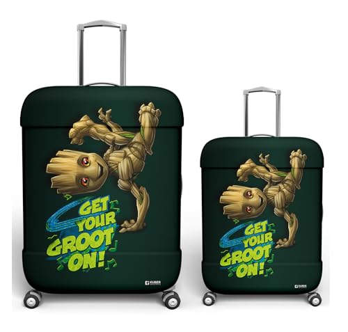 Image of Kuber Industries Marvel I Am Groot Luggage Cover | Polyester Travel Suitcase Cover | Washable and Stretchable Suitcase Cover | 18-22 Inch-Small | 26-30 Inch-Large | Pack of 2 | Green