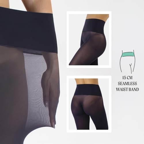 Image of CALZITALY Seamless Tights, 50 DEN High-Waist Pantyhose with no seams, Multi Color Opaque Tights - S, XXL, Italian Hosiery