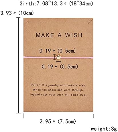 Simple Adjustable Braided Heart Shaped Bracelet with Wish Cards Star Wrap Wristband Bangle for Women Friendship Jewelry 5Pcs/Pack-Crown - Image 8