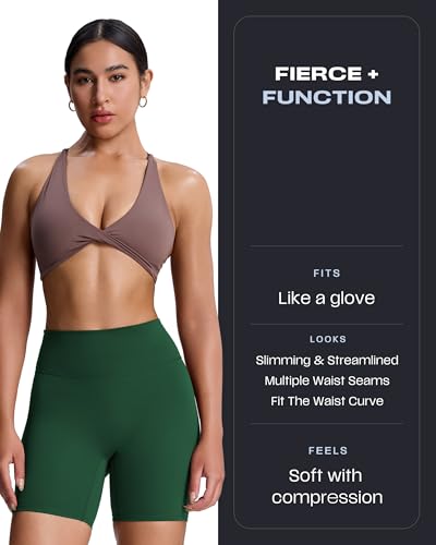 Image of Aoxjox Trinity Workout Biker Shorts for Women Tummy Control High Waisted Exercise Athletic Gym Running Yoga Shorts 6 inch