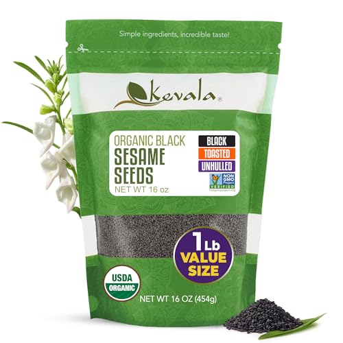 Organic Black Toasted Sesame Seeds - Unhulled Roasted Seeds Ideal for Preparing a Black Tahini Paste at Home, Ingredient for Those Interested in a Clean Diet, Gluten Free Kitchen Staple, 1 lb, 16 oz