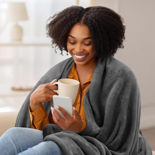 Image of Utopia Bedding Fleece Blanket Throw Size Grey 300GSM Luxury Anti-Static Fuzzy Soft Microfiber Blanket for Couch, Sofa and Bed (50x60 Inch)