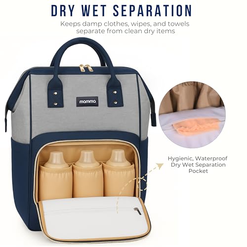Image of MAMMA Diaper Bag for Mothers for Travel, Baby Bag for Mother Travel, Hospital Bag for Delivery Women, Baby Diaper Bag for Mom, 12 Pockets Diaper Bags for Mothers with 9 Months Warranty