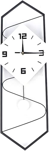 Miniatura 6 de Reloj de pared moderno de péndulo con movimiento silencioso, metal y madera maciza, reloj de pared para decoración de sala de estar, dormitorio,