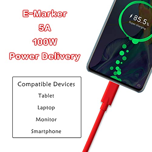 Easonunion USB C to USB C 2.0 Cable with 100W PD,480Mbps Data Transfer 5A Fast Charging Type C to C Cord Compatible with Smartphone, Tablet, Laptop - 6.6Ft (Red) - image 4