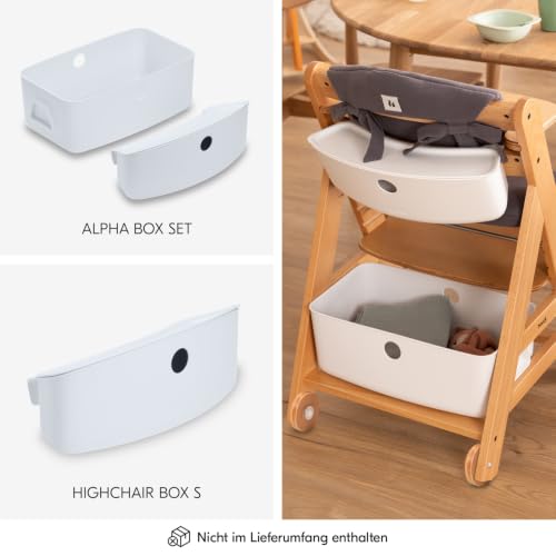 hauck Beta+ Holzhochstuhl Set mit Rädern 6 Monate bis 90 kg, Dark Grey