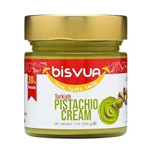 BISVUA Premium Pistachio Cream, 7 Oz 200g Natural Sweet Pistachio Butter Spread for Dubai Chocolate Bar, Knafeh & Kataifi | No Palm Oil