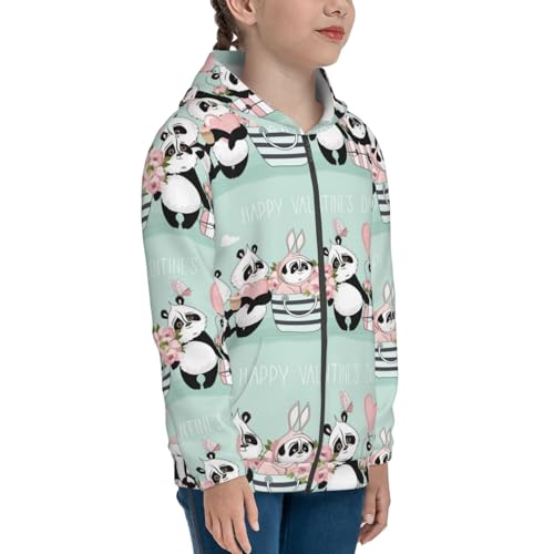 Cute Panda Kids Pullover Hoodies Boys Zip Up Sweatshirts Girls Athletic Clothes with Pocket4