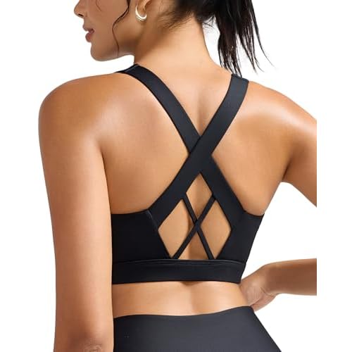 RUNNING GIRL Sports Bra for Women High Support,Molded Cup High Impact Sports Bras with Sewn in Pads A-black Large