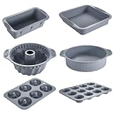 Nonstick Silicone Bakeware Set, 6 set Baking Cake Pan,...