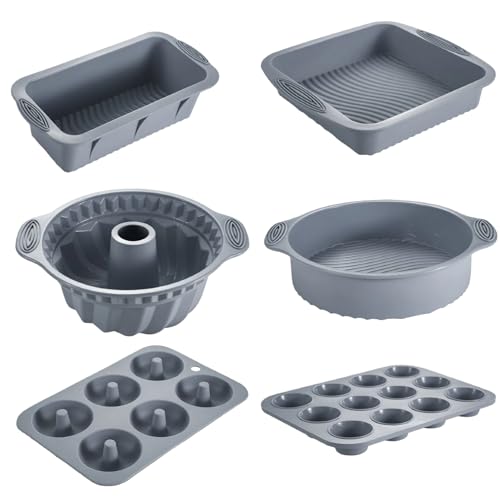 Nonstick Silicone Bakeware Set – 6 Pieces (Gray)
