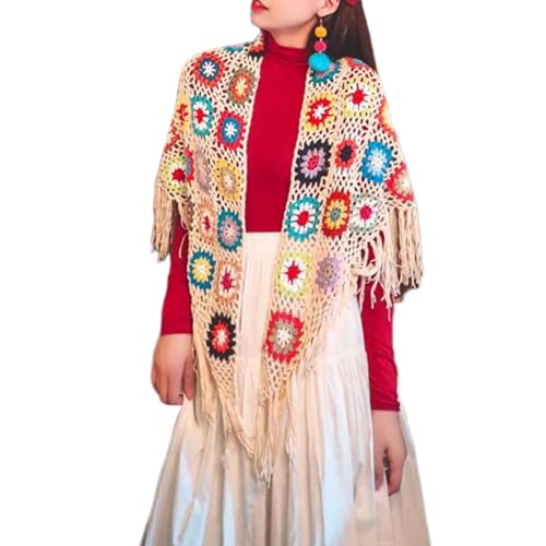 Pull pour femme poncho tricot chaud et enveloppant avec franges