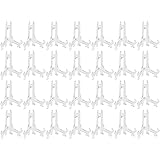 24 Pack Mini Easels, Card Stand for Baseball Sports Trading Cards, Photo Display (3 Inches, Clear Plastic)