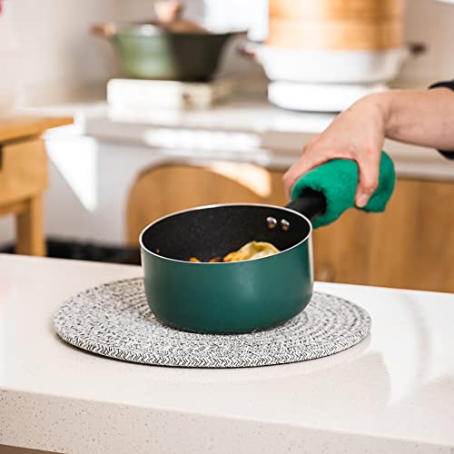 Art Pinecone's Woven Cotton Rope Round Placemats Set Of 4 With Holder Included, Non-Slip And Heat Resistant For Your Perfect Table Decor!(13" Gray Mixed) #TOP4