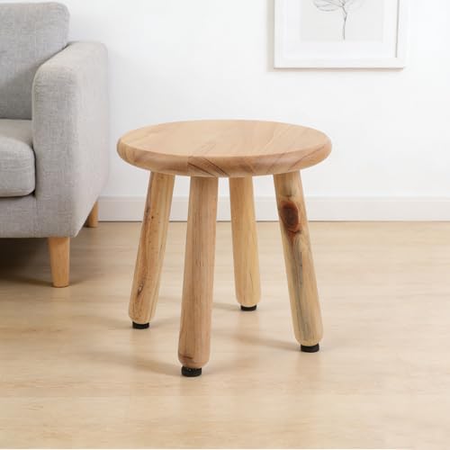 Taburete de madera redondo Didiseaon estilo rústico beige para decoración funcional 3