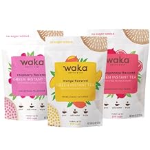 Waka Instant Tea Mix, 3 Bag Bundle - 100% Tea Leaves, No Additives, Unsweetened Tea Powders - Raspberry Flavored, Mango Flavored, Pomegranate Flavored Green 4.5oz Each