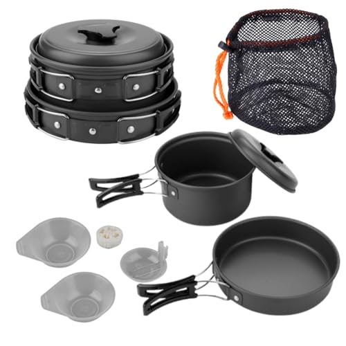 Camping Cooking Set, 8PCS Camping Mess Kit Camping Cookware Set Camping Pots and Pans Set for Outdoor Travel Camping Picnic