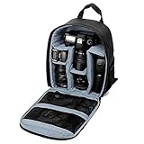 【Estructura interna】 Puedes cambiar la forma de los divisores de esta mochila según el tamaño de tus cámaras. La mochila de la cámara también se puede utilizar como mochila de viaje después de que se hayan quitado todos los divisores.