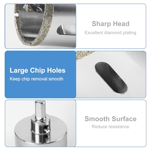Image of 2 inch / 50mm Diamond Glass Hole Saw with Center Drill Bit for Ceramic, Tile, Porcelain, Marble