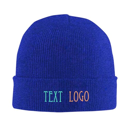 Custom Beanies for Women Customized Gifts Custom Knitted Hat Personalized Beanies Bulk Funny Knit Hats for Men Blue