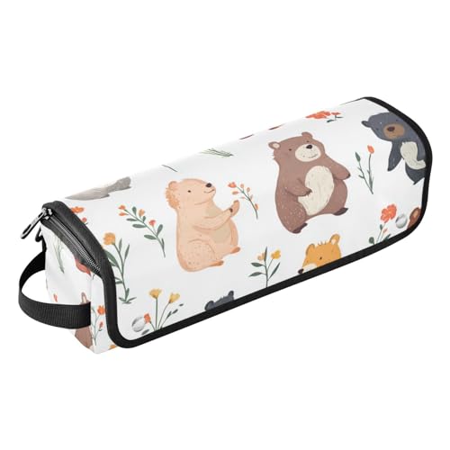 Bolso de viaje para herramientas de cabello Hot Hair Tools con alfombrilla térmica, organizador grande para planchas, rizadores y tenazas, diseño de oso dulce, blanco miniatura 1
