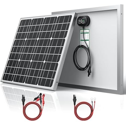 SUNER POWER 12V 50W Solar Battery Charger Maintainer PRO, Built-in UltraSmart MPPT Charge Controller, Waterproof 50 Watt Solar Panel Charging Kit for 12Volt AGM, Deep Cycle, Lead-Acid, Lifepo4 Battery Cover