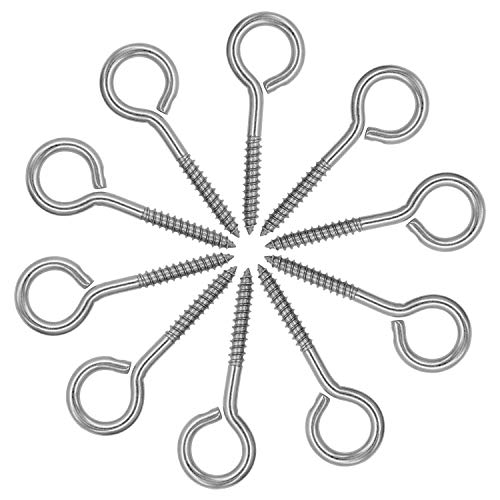 10PCS Screw Eyes?3.2 inch Heavy Duty Metal Screw and Eye Hooks Ring for Hammock Stand, Yoga, Swing Chair, Securing Cables Wires,Self Tapping Screws