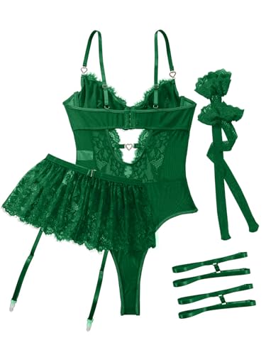 Image of Lilosy Sexy Lingerie Set 3 Piece Women Corset Bodysuit Skirt