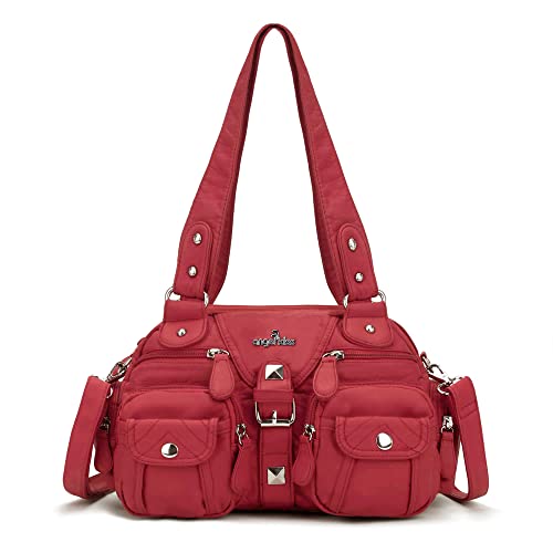 Image of Angel Kiss Hobo Crossbody Purses for Women Shoulder Bag Multipocket Soft Hobo Purses Removable Strap Leather Handbags