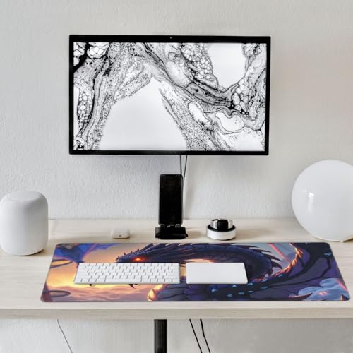 Tapis de souris de jeu grand format base caoutchouc imprimé dragon