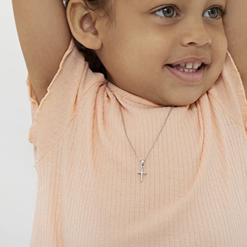 925 Sterling Silver 16" Little Cross Pendant Necklace for Children & Preteens - Polished Small Cross Charm Necklaces for Babies & Infants - Classic Religious Jewelry for Little Girl's Accessory3
