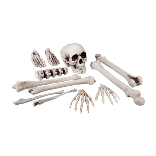 Boland 72157-Set Totenkopf und Knochen, 12-teiliges Deko-Set, Skelett-Bausatz, Dekoration für Halloween, Gruselparty, Karneval, Mottoparty
