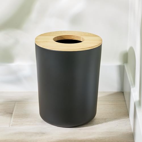 Caneca de basura redonda pequeña iDesign mate negra pack x2 miniatura 4