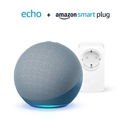 Echo (4. Generation), Mit herausragendem Klang, Blaugrau + Amazon Smart Plug (WLAN-Steckdose), Funktionert mit Alexa - Smart Home-Einsteigerpaket