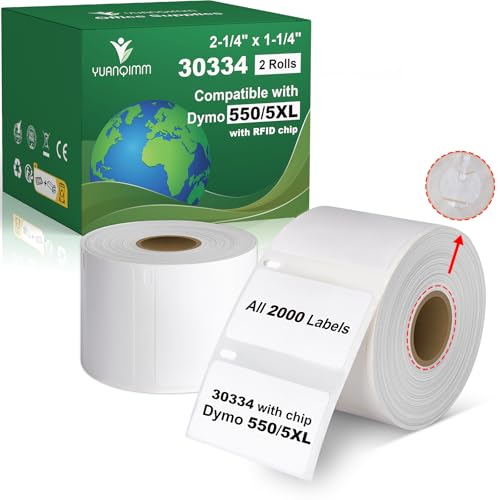 Étiquettes pour DYMO 550 Turbo résoud le blocage d'impression lot de 2 rouleaux 30334