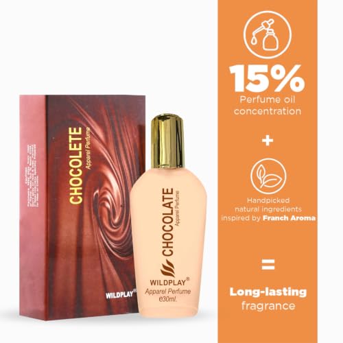 Image of Wildplay Chocolate Spray Perfume for Men & Women - Sweet, Warm & Inviting Unisex Fragrance with Rich Cocoa Notes, Long-Lasting Scent, Perfect for Everyday & Gifting (30ml)