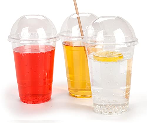 Golden Apple Cup series, 24oz Clear Plastic cups with Dome lids with hole 50sets(50cups+50lids)