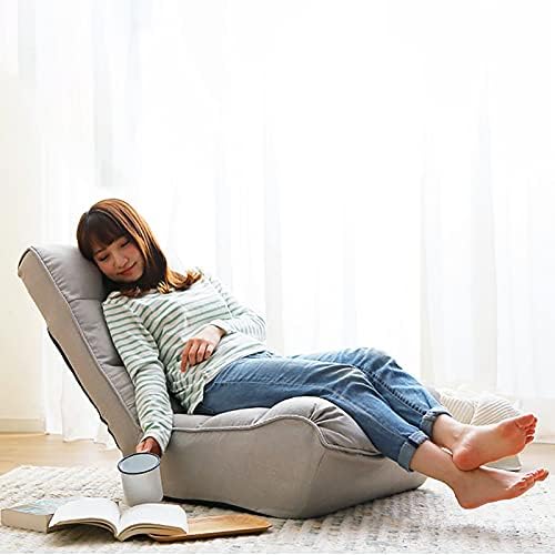 Indoor Chaise Lounge Chair, 3 Angles Adjustable Floor Chair, Folding Lazy Sofa Couch for Teens and Adults, Cushion Padded Comfy Chair for Living Room and Bedroom (Light Grey)