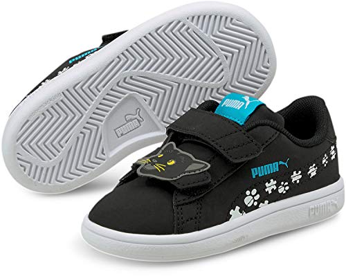 Puma Kids Smash 2 Summer Animals Hook and Loop Sneaker Black White, 5 US Unisex Toddler2