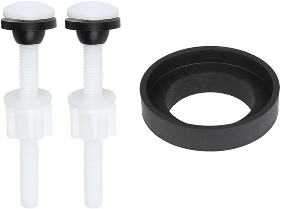 2PCS Toilet Water Tank Plastic Fixing Bolt Screw with 2 Inch Toilet Tank to Bowl Gasket Fits 2-Piece Toilet,Toilet Tank to Bowl Screws Repair Coupling Kits (2 Inch Gasket)