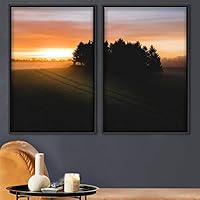 2 Piece Framed Canvas Wall Art Sunrise in The Trees Canvas Prints Home Artwork Decoration for Living Room,Bedroom - 16