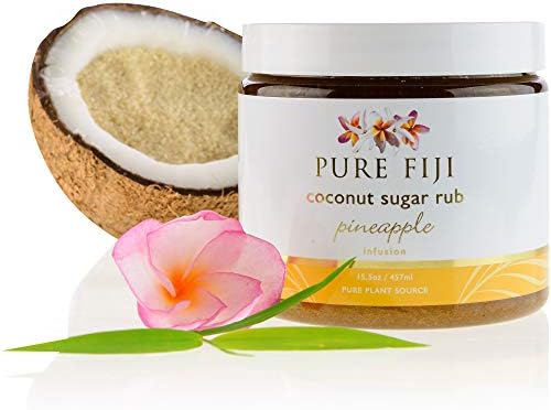 Pure Fiji Coconut Sugar Body Scrub - Body Exfoliator Scrub Natural Origin for Smooths and Softens Skin - Organic Exfoliating Sugar Scrub for Body, Pineapple, 15.5 Oz