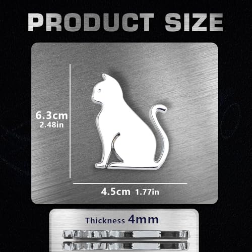Image of Juren 3D Metal Car Sticker - Metal Cat Adhesive Badge Emblem for Universal Cars, Moto Bikes & Decoration (Silver)
